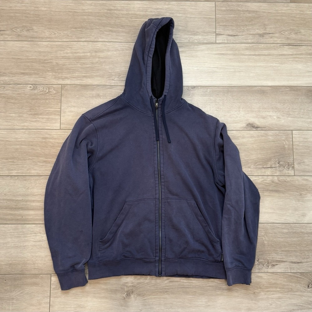 Craftsman Faded Navy Blue Full Zip Hoodie Men's Size Large Workwear Grunge Y2K